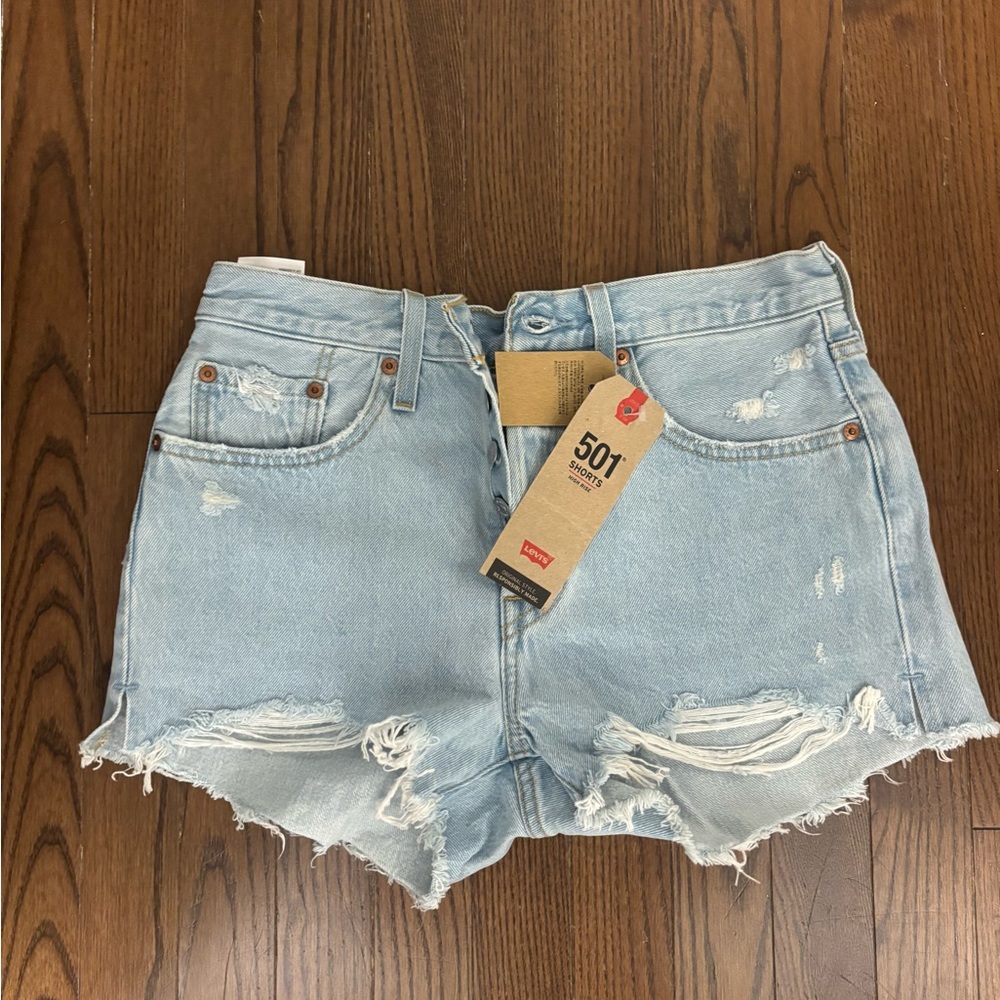 Levi's Women's Distressed Light Blue Jean Shorts